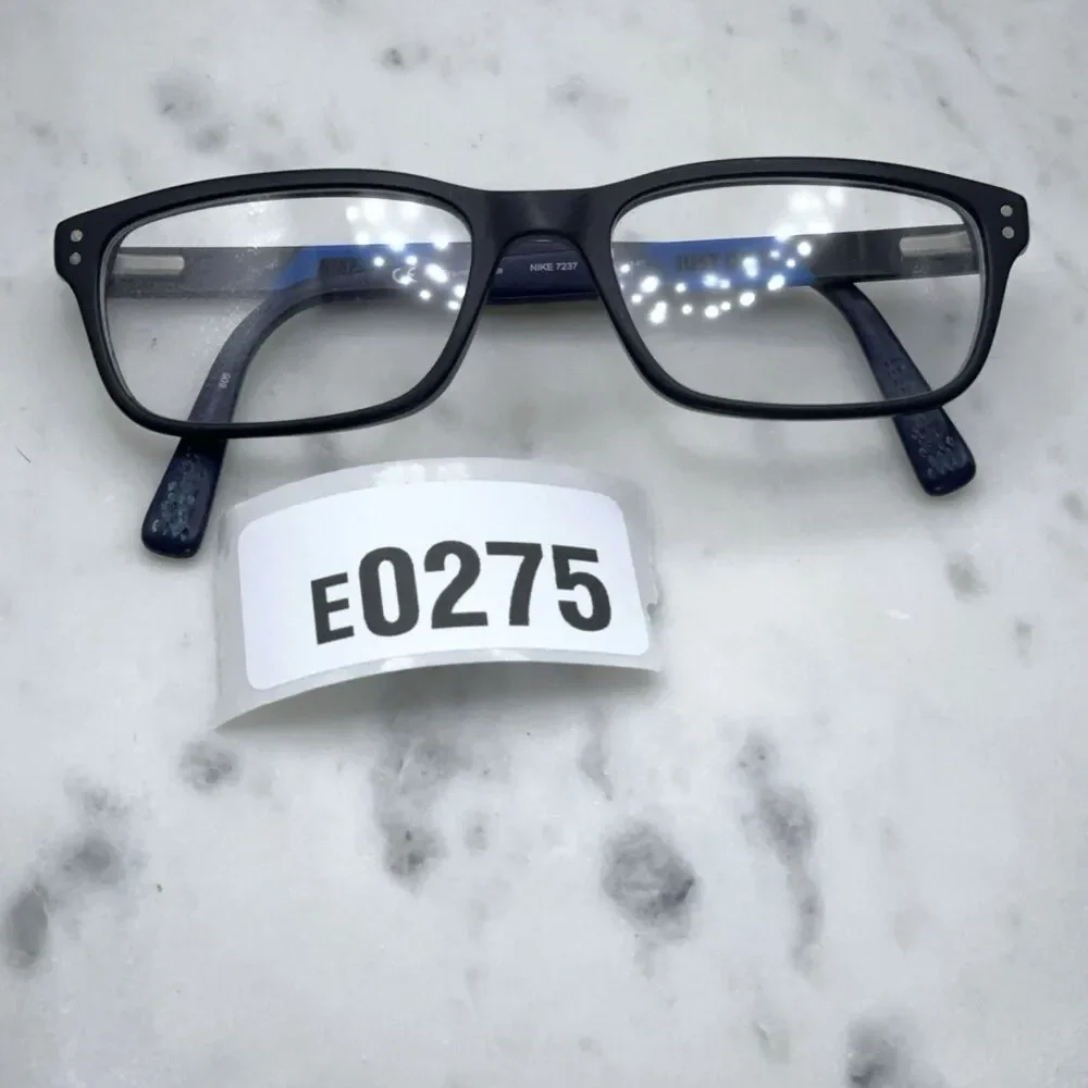 Nike 7237 011 Black Blue Full Rim Rectangle Eyeglasses Frames Only 52-17-140